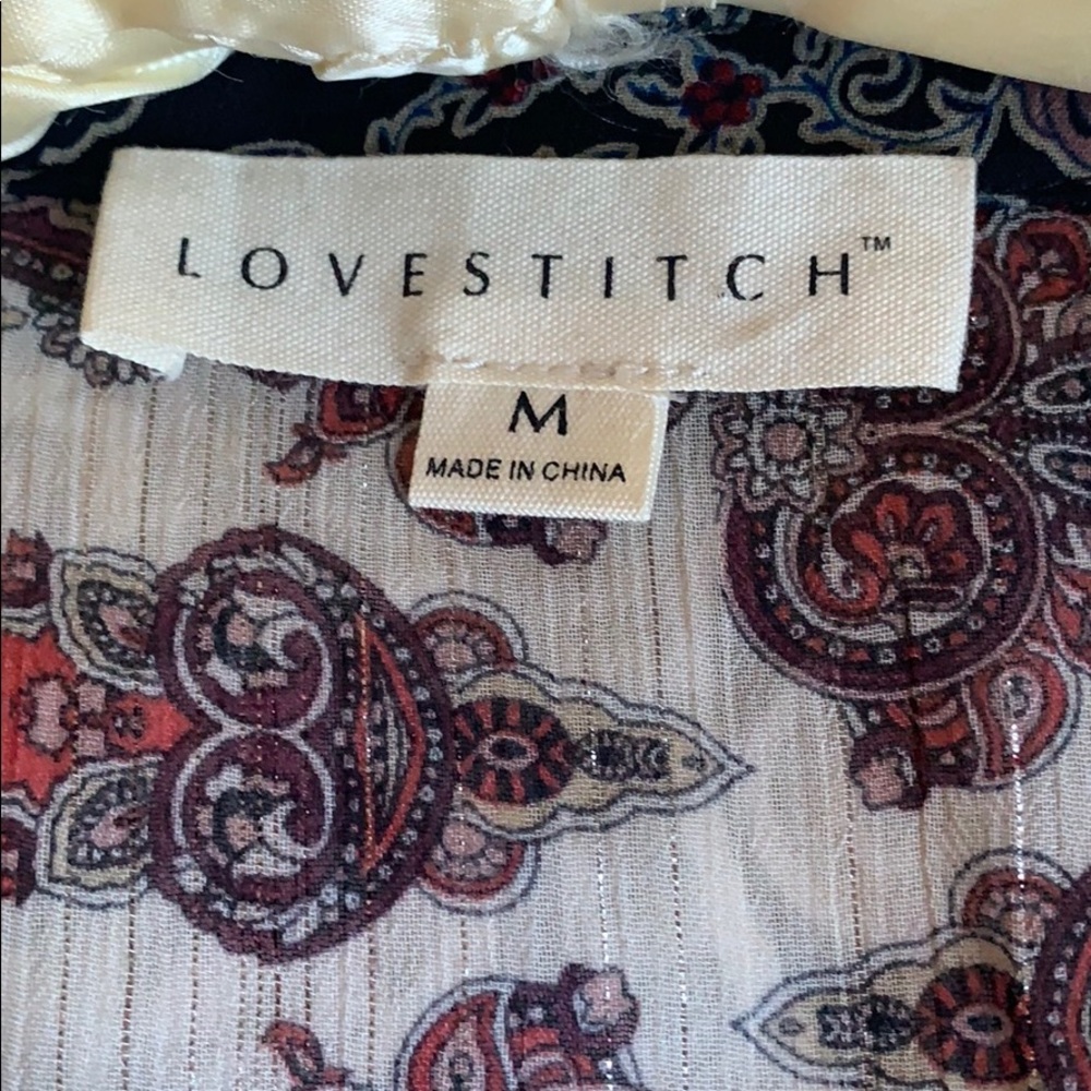 Boho Patchwork Printed Blouse With Tassels - image 4